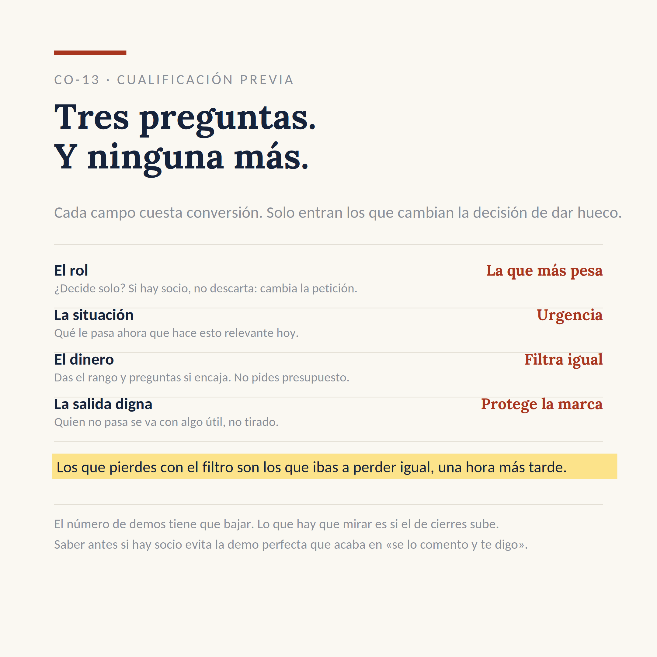 El dibujo del sistema CO-13: Filtrar antes de dar hueco
