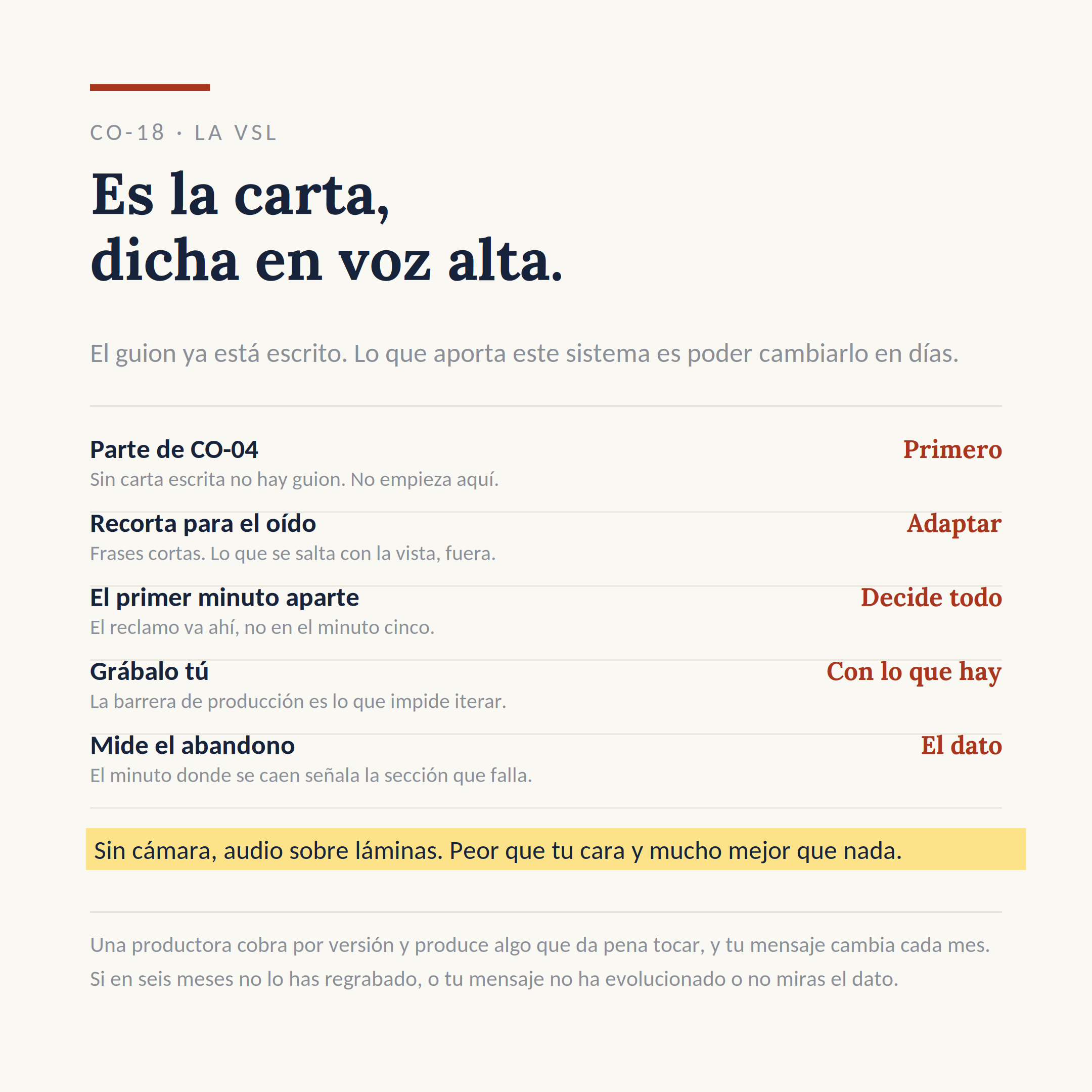 El dibujo del sistema CO-18: Grabar tu vídeo de venta
