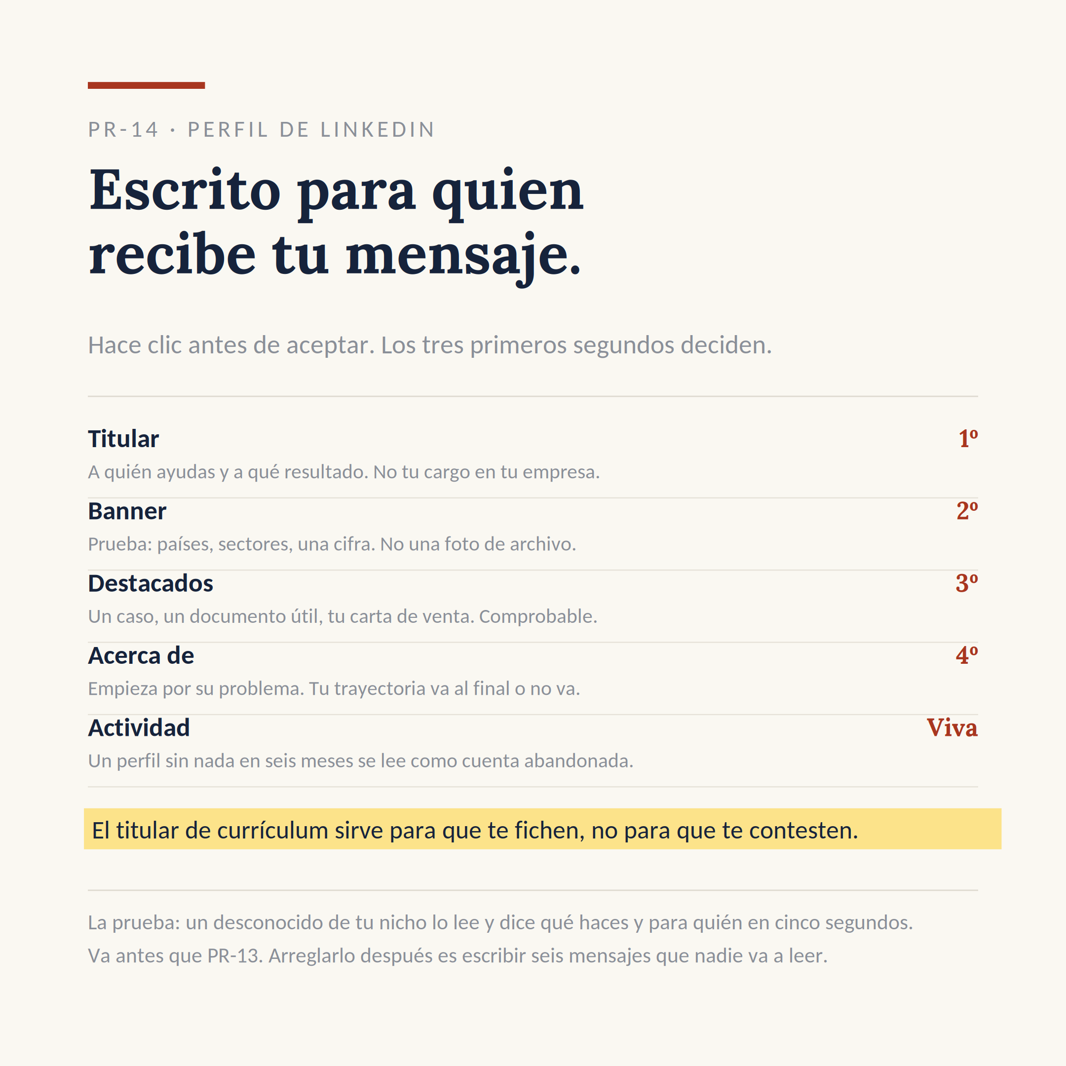 El dibujo del sistema PR-14: Convertir tu perfil en página de venta
